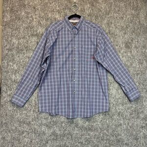 Ariat Shirt Mens L red  Plaid Button Down Pro Series Long Sleeve Cowboy Western